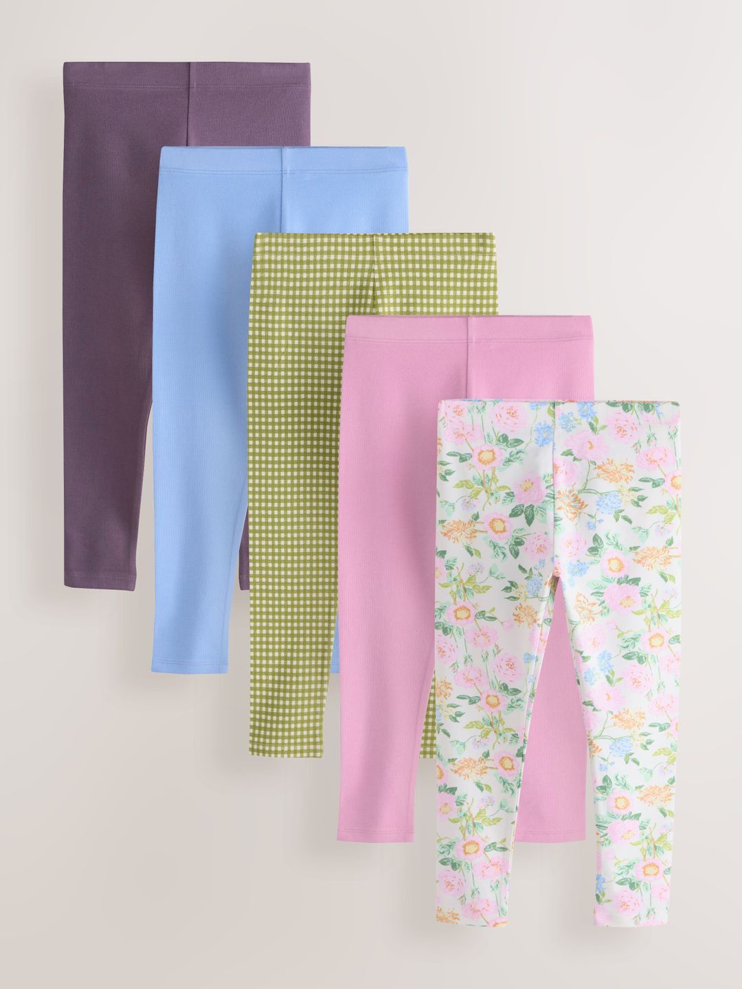 NEXT Girls Pack of 5 Cotton Printed Ankle Length Leggings-picture-15