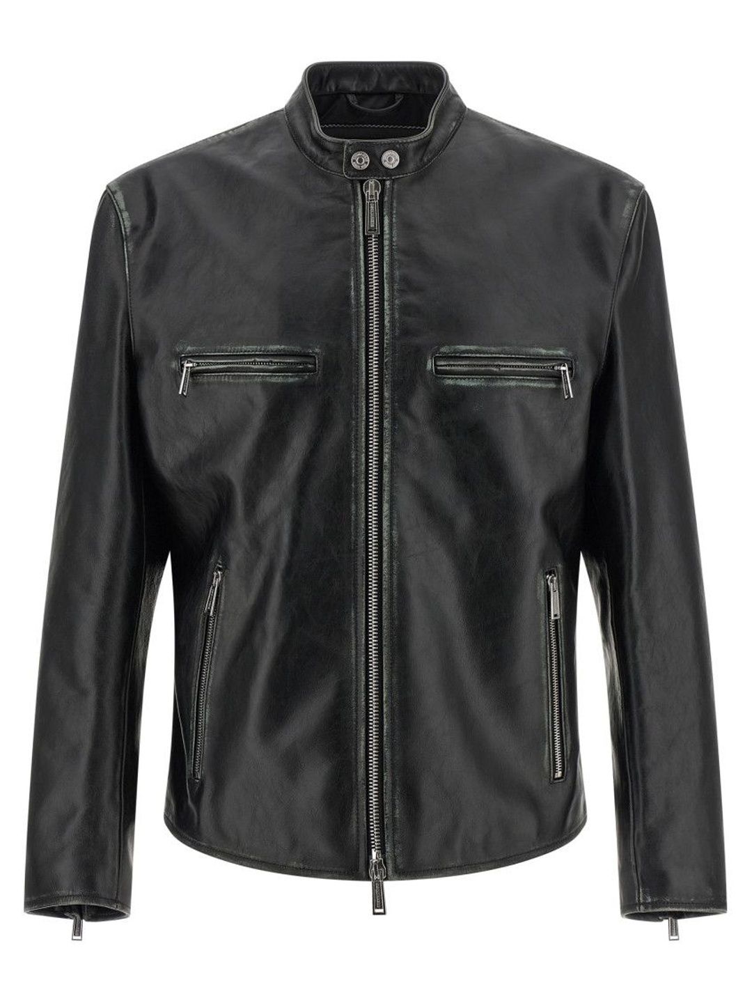 Dsquared2 Black Solid Mandarin Collar Jacket-picture-41