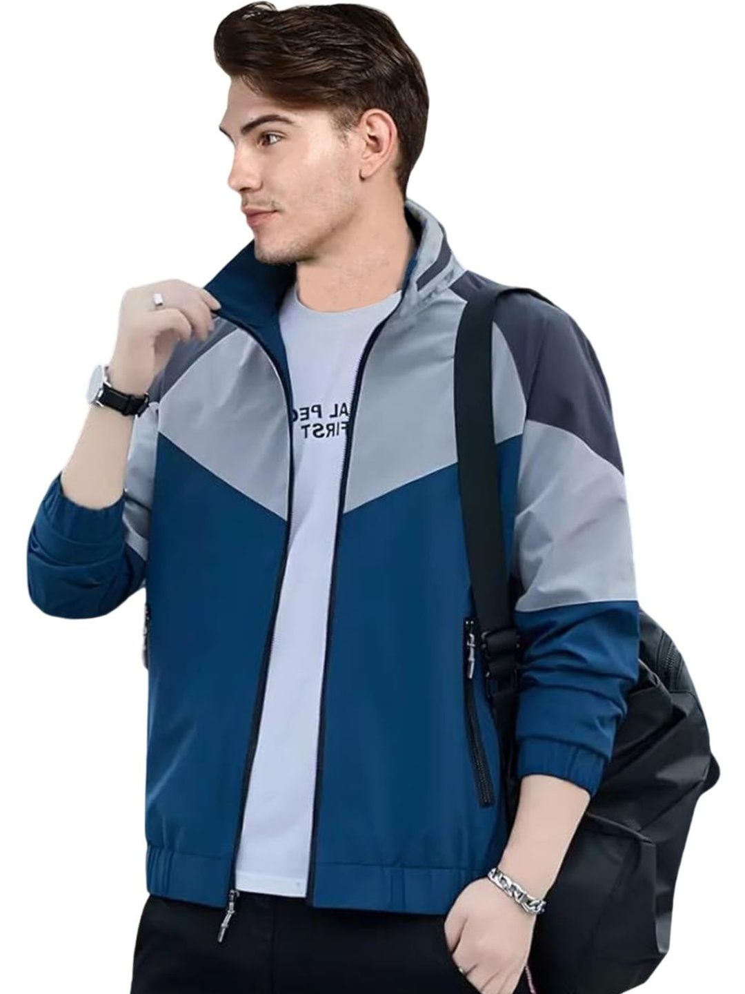 MaverIQ Men Colourblocked Lightweight Bomber Jacket-picture-29