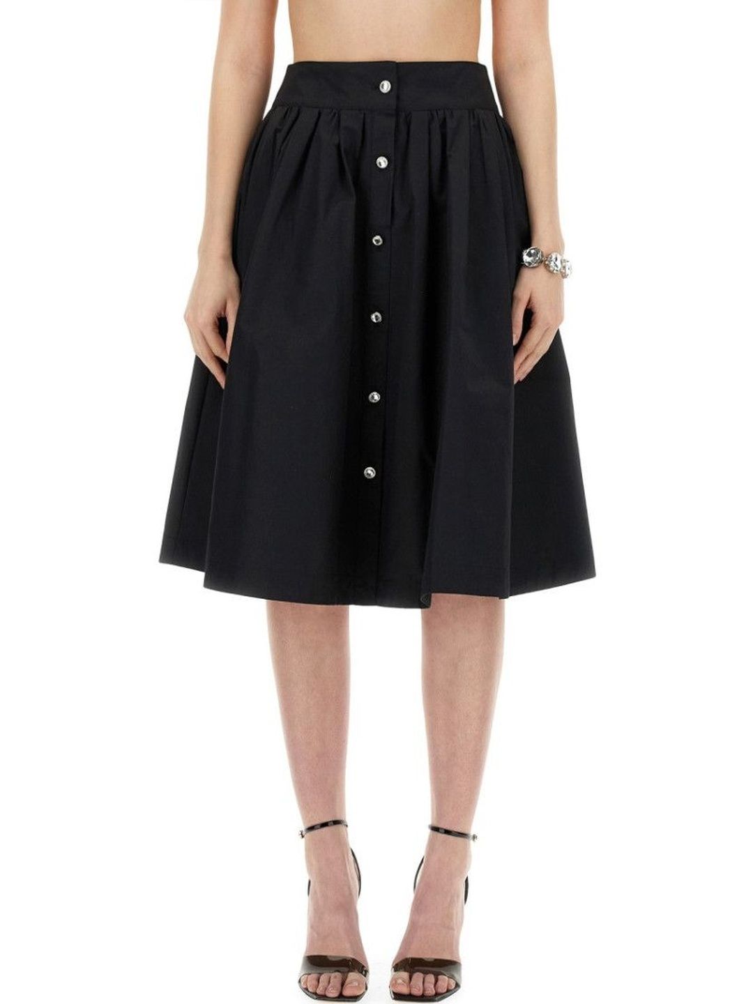MOSCHINO Black Solid Midi Skirt-image-24