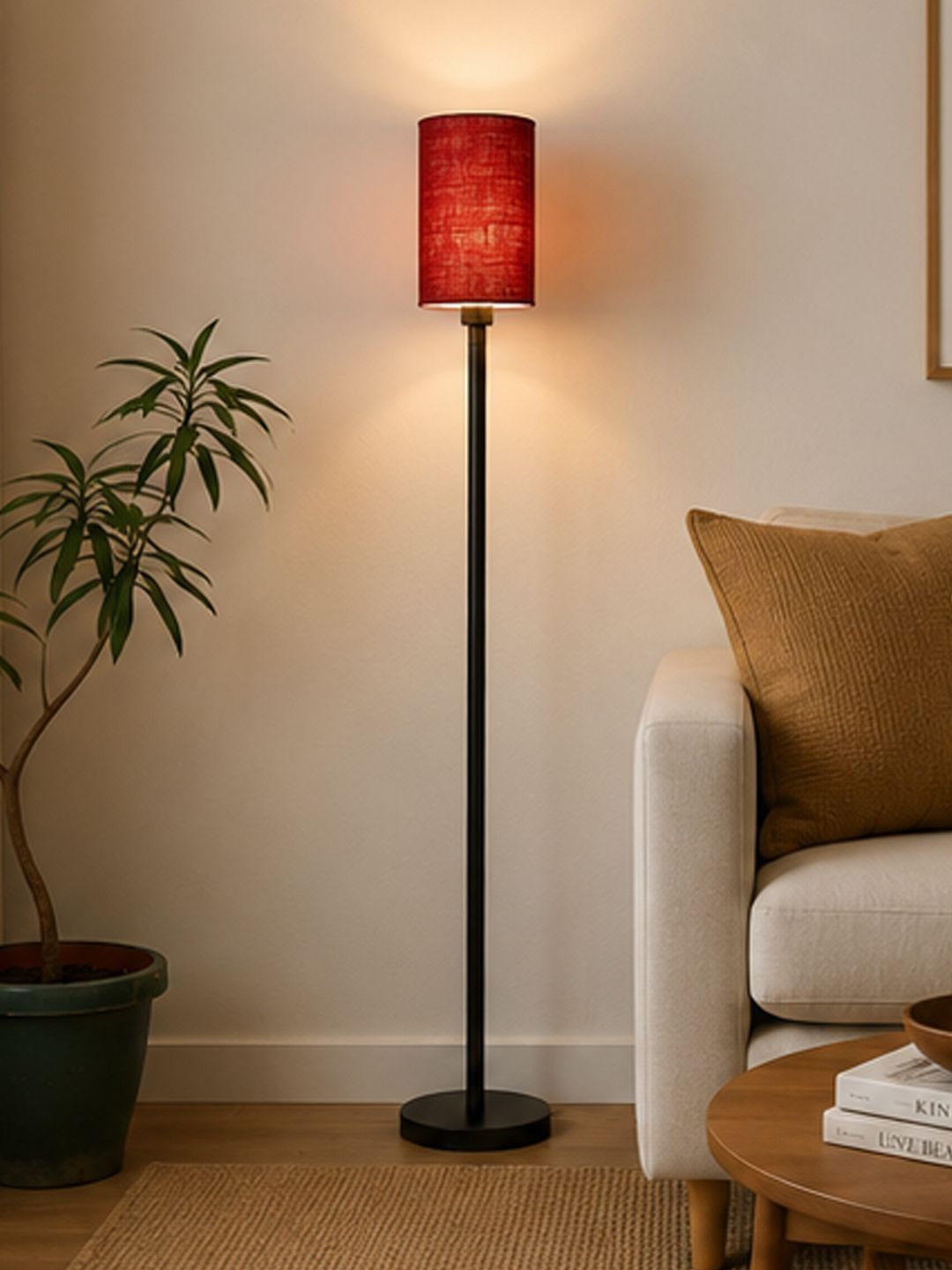 Myntra Elegant Homes Maroon Metal Floor Lamp-image-46