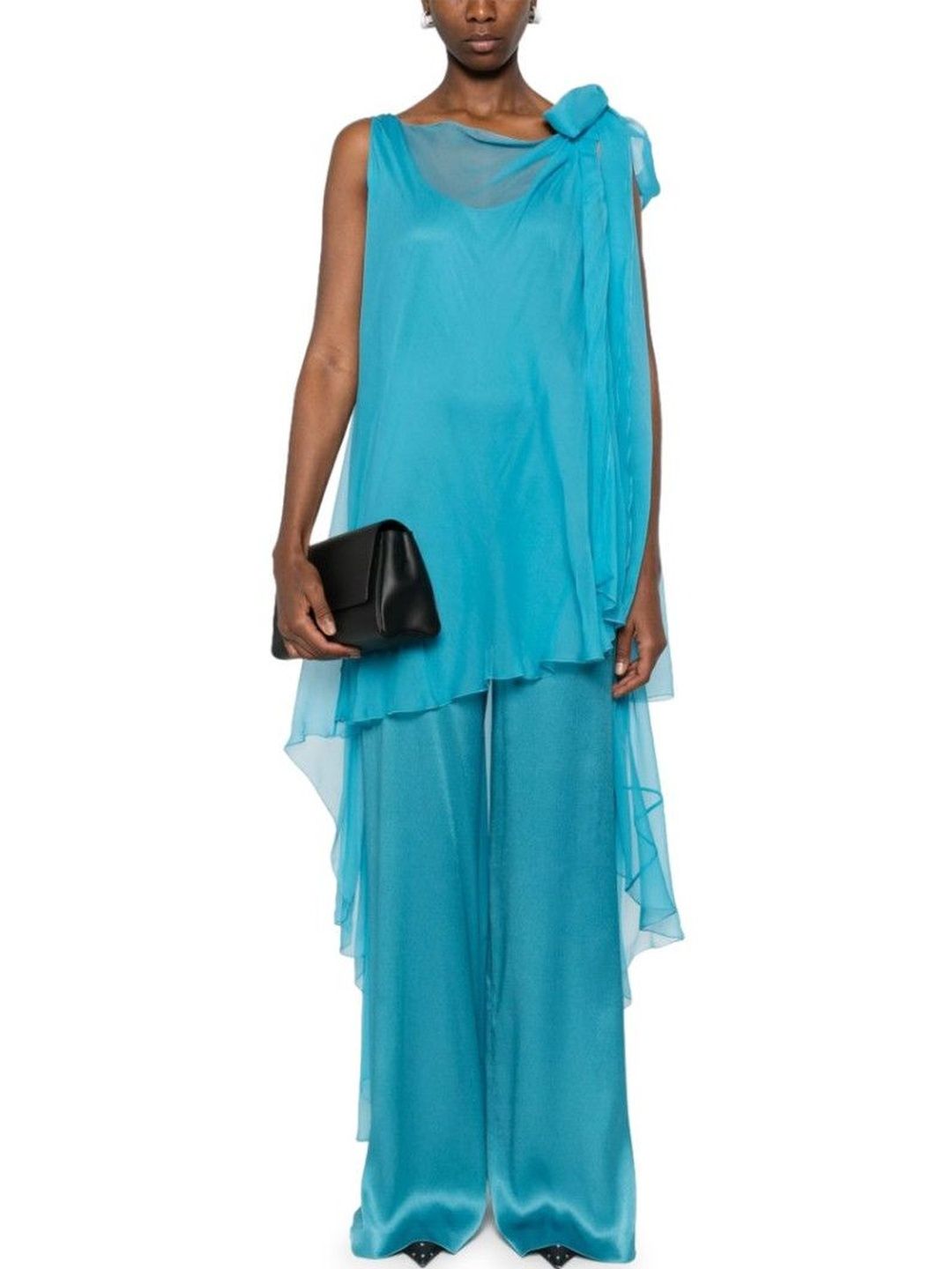 alberta ferretti Blue Solid Scoop Neck Jumpsuit-picture-21