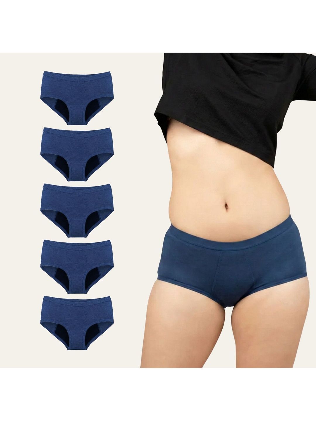 Revaa Women Pack of 5 Anti-Odour Assorted Period Briefs-picture-50