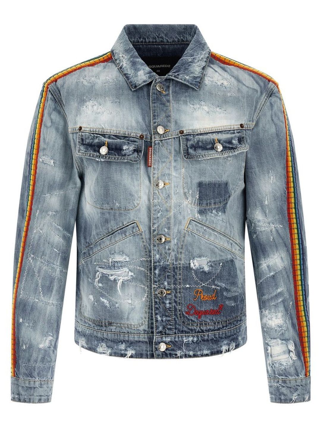 Dsquared2 Blue Distressed Shirt Collar Jacket