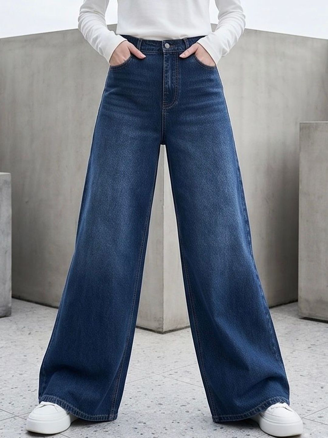 MERCEL Women Wide Leg High-Rise Light Fade Stretchable Jeans-picture-17