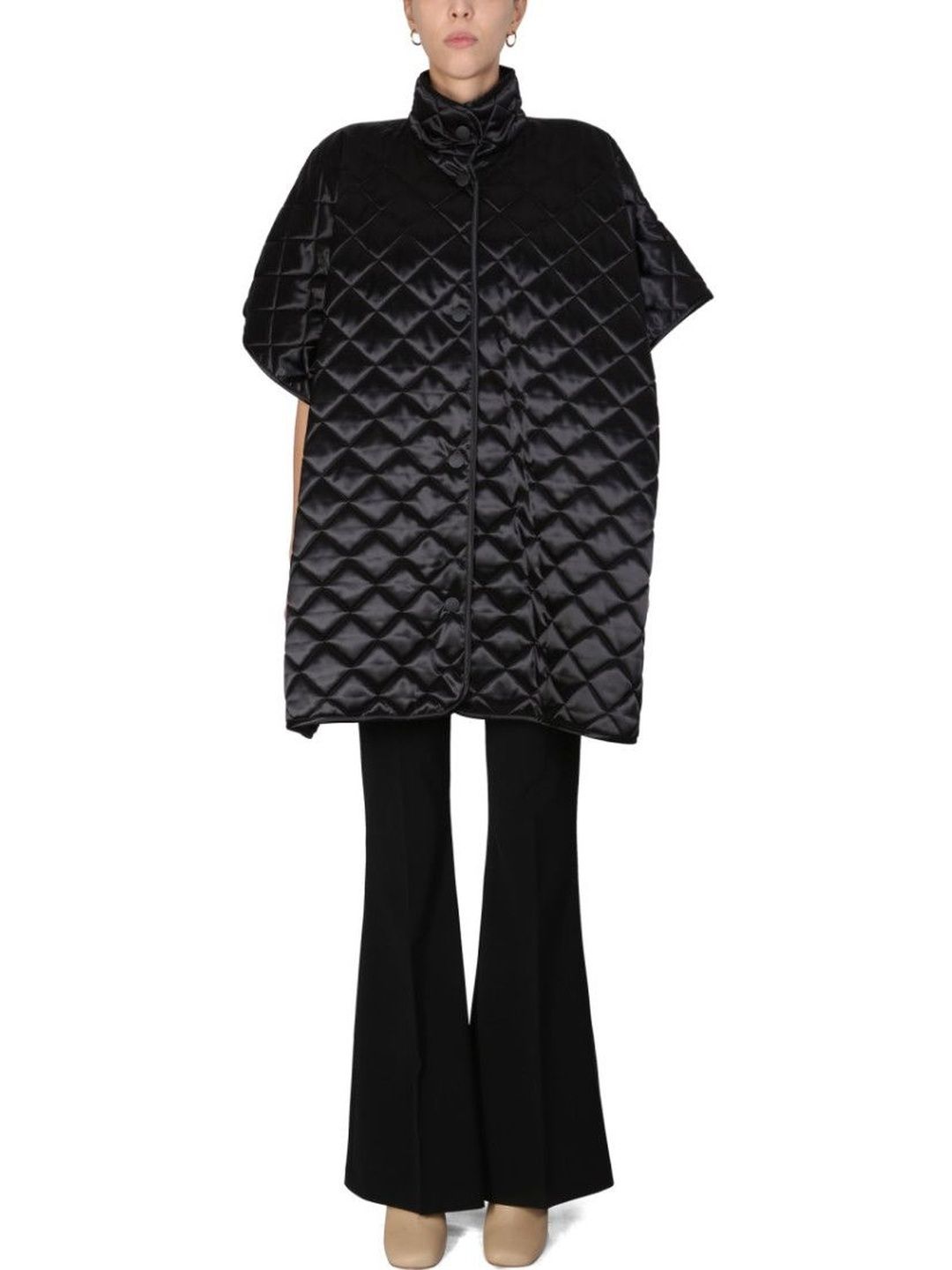 MOSCHINO Black Quilted Mock Collar Jacket-image-48