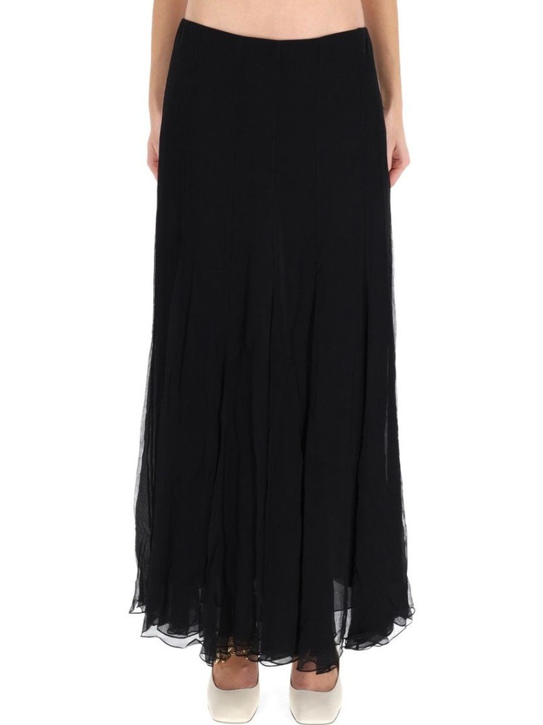 Chloe Black Solid Maxi Skirt-image-18
