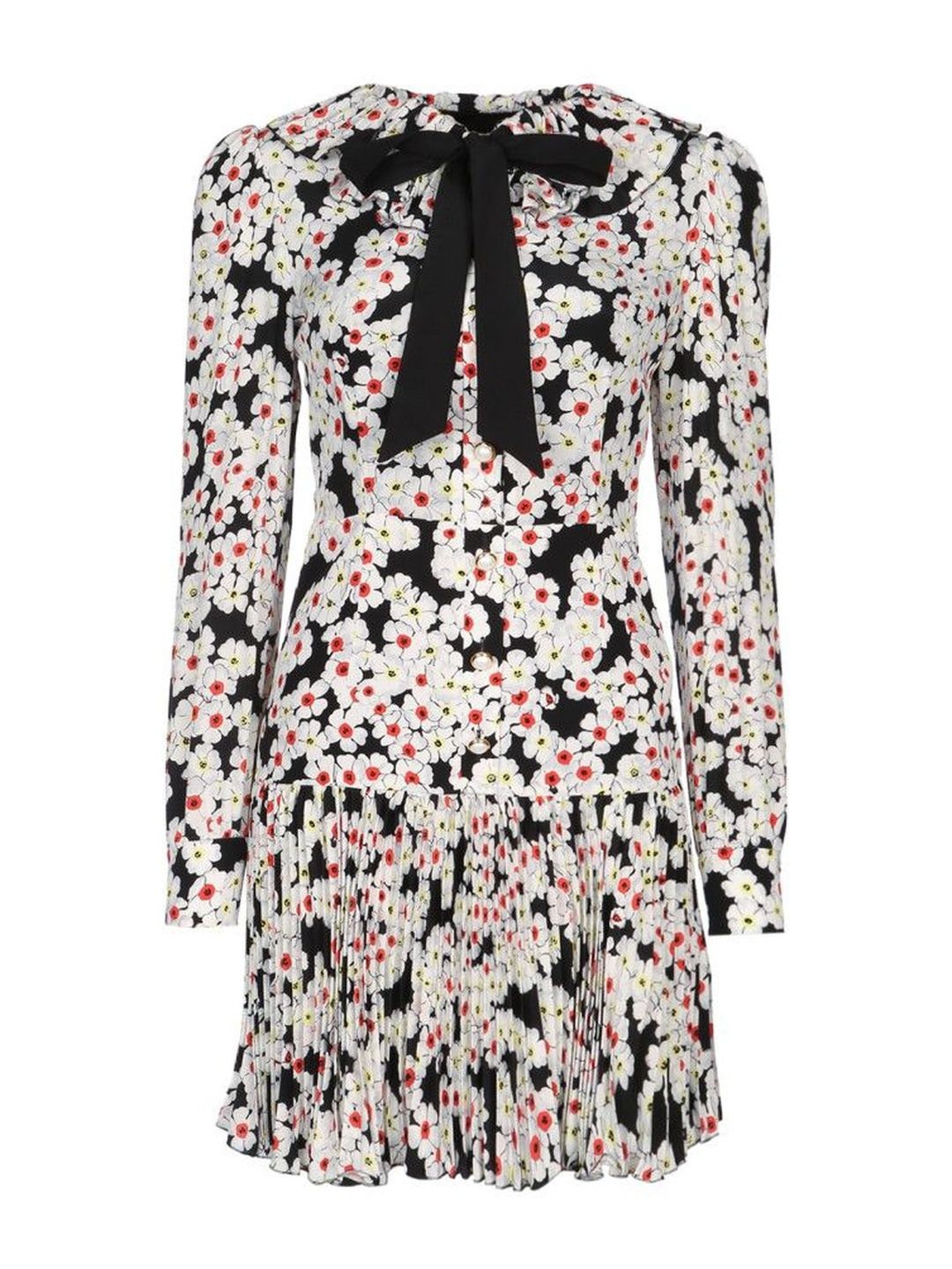 Alessandra Rich Black Daisy-Print Silk Dress-image-5