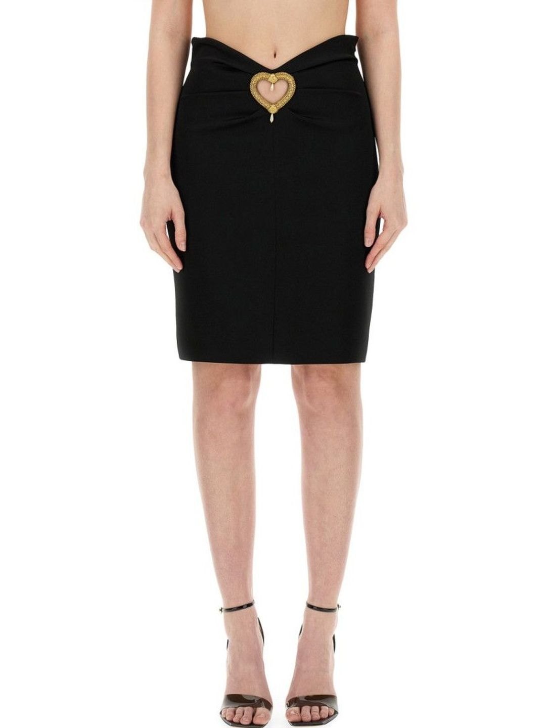 MOSCHINO Black Embellished Knee Length Skirt-image-42
