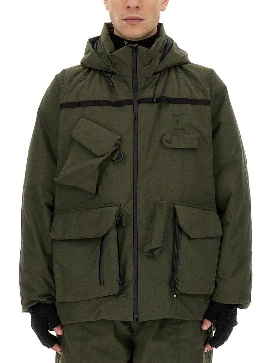 South2 West8 Green Solid Hood Jacket-image-30