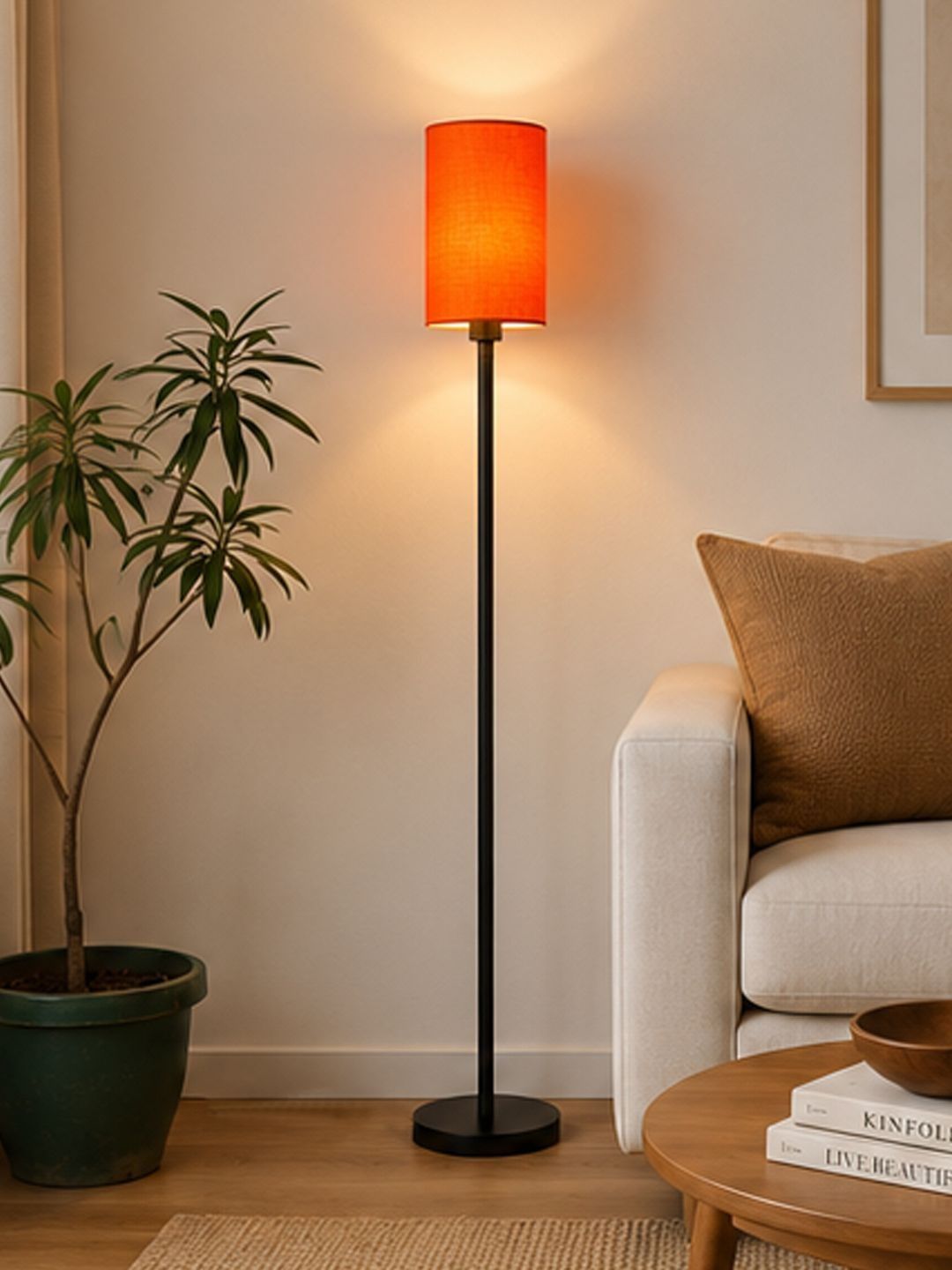 Myntra Elegant Homes Orange-Coloured Metal Floor Lamp-image-30