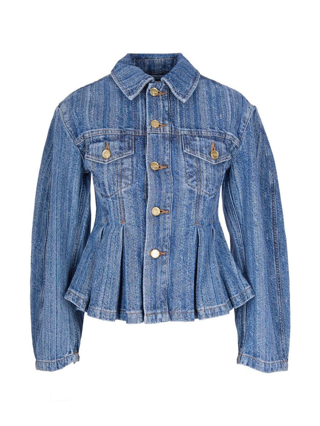 Ganni Denim Solid Shirt Collar Jacket-image-30
