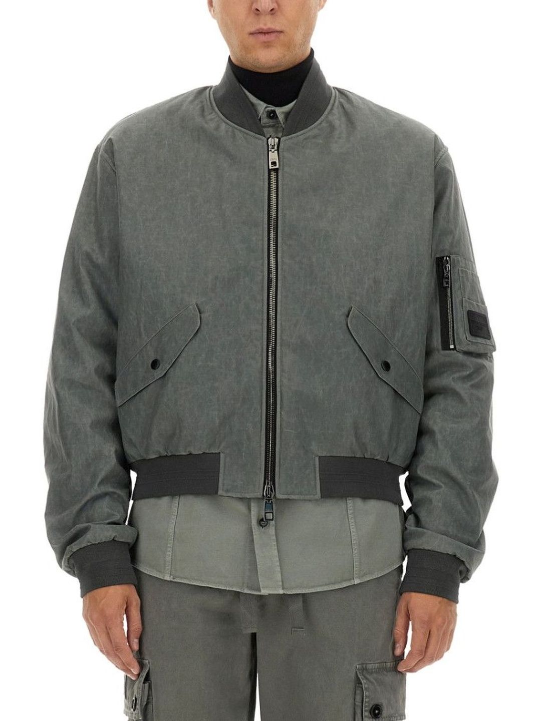 Dolce & Gabbana Grey Solid Mock Collar Jacket-picture-16