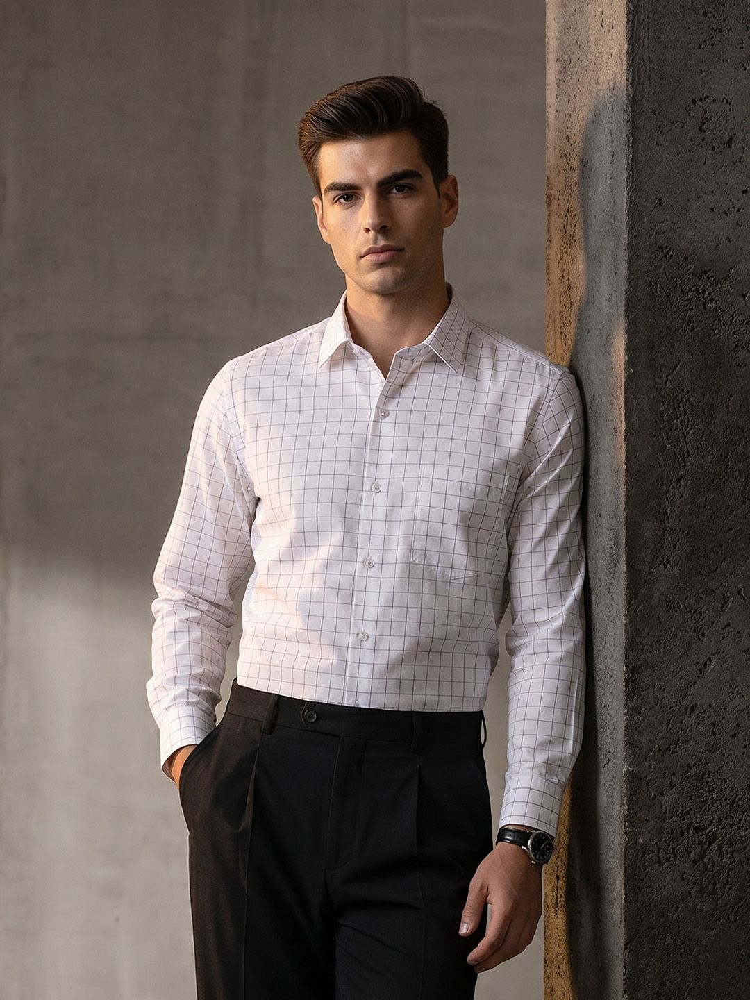 INVICTUS Windowpane Checked Formal Shirt-picture-22
