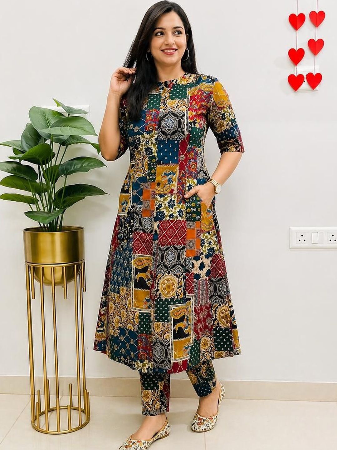 NAKSHKURTIS Women Ethnic Motifs Printed Regular Pure Cotton Kurta with Trousers-picture-31