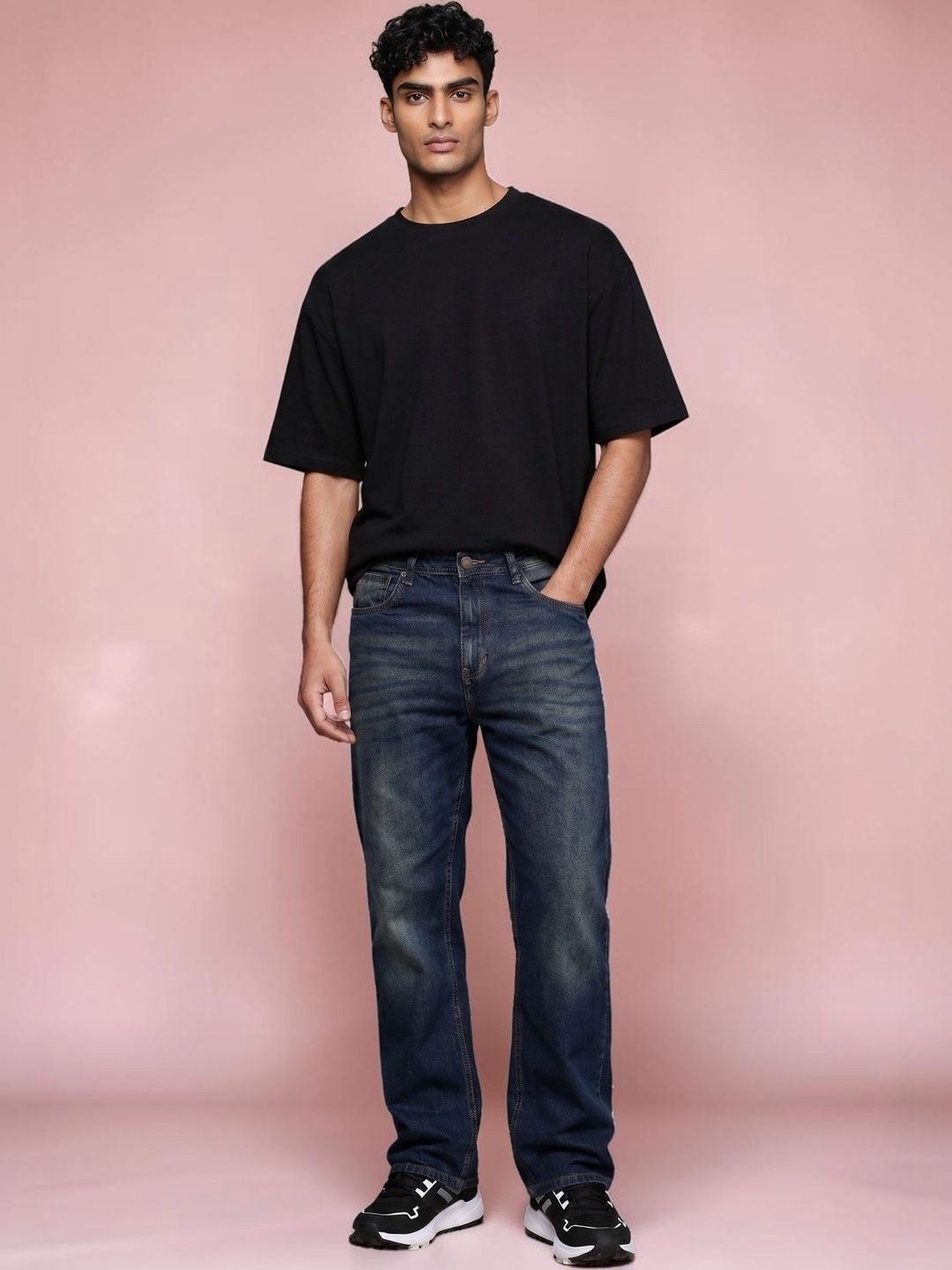 Roadster Men Jean Straight Fit Mid-Rise Low Distress Light Fade Stretchable Jeans