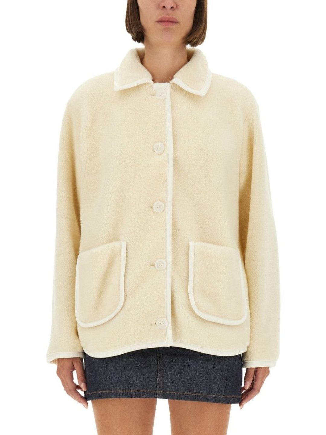 A.P.C. White Solid Shirt Collar Jacket-picture-24