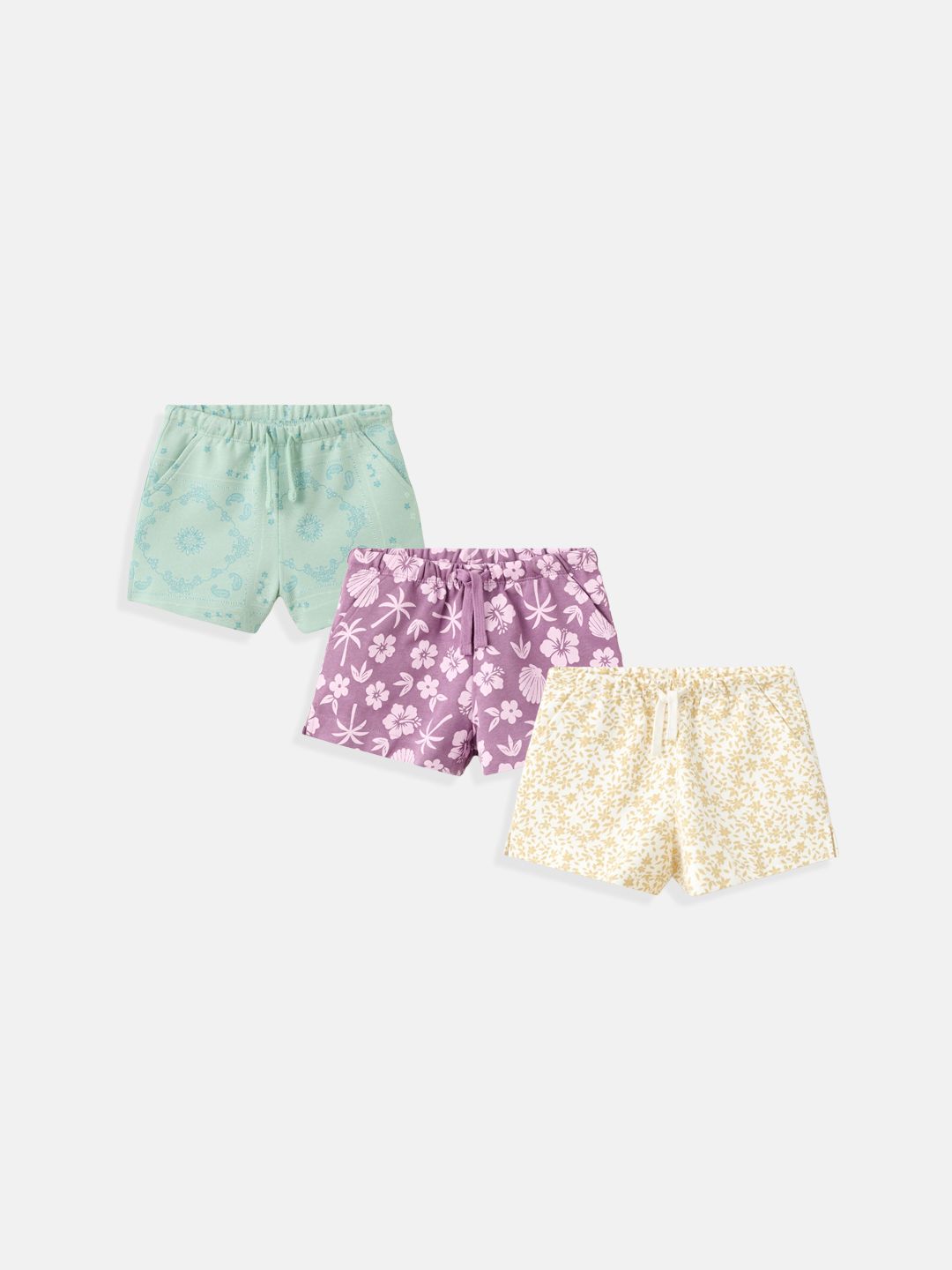 Mango Kids Girls Pack of 3 Pure Cotton Shorts-picture-25