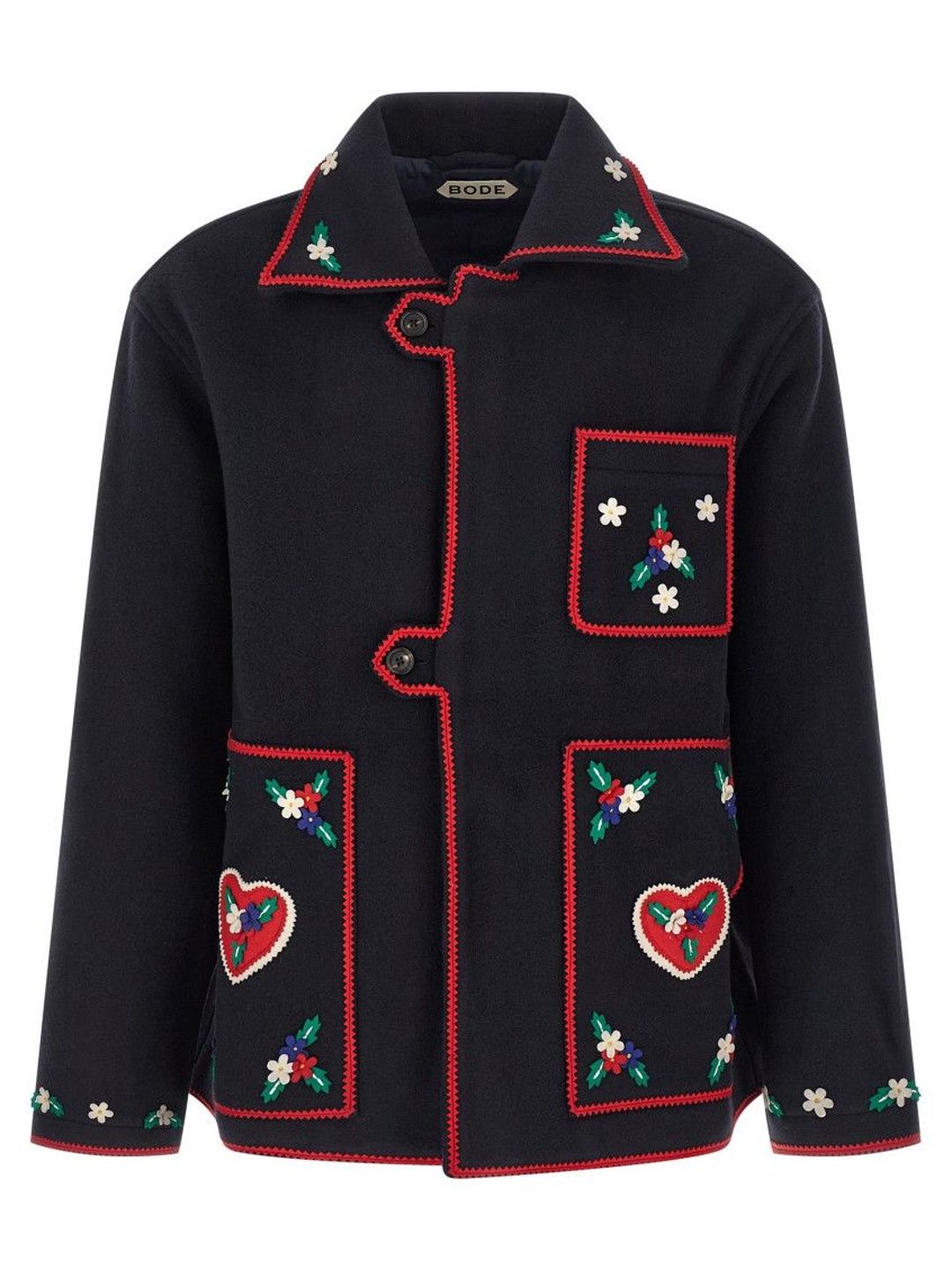 Bode Navy Red Embroidered Jacket-image-38