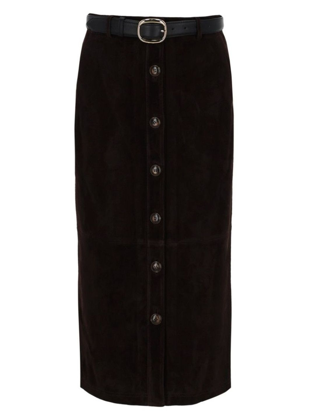 Self-Portrait Brown Solid Midi Skirt-picture-21
