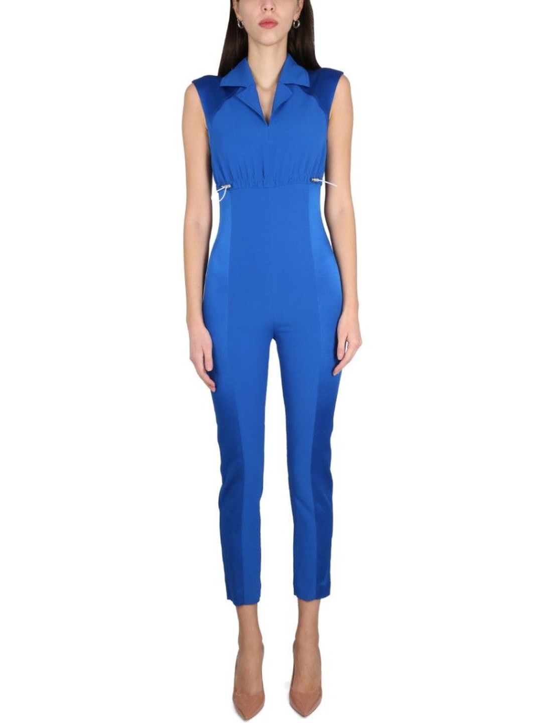 moschino Royal Blue Solid Notched Lapel Jumpsuit-picture-15