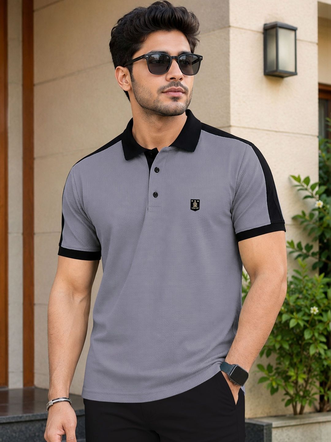 VeBNoR Self Design Colourblocked Polo Collar T-Shirt-picture-19