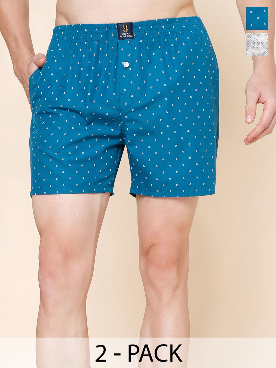 URBAN SCOTTISH Men Pack Of 2 Printed Cotton Boxers-picture-11
