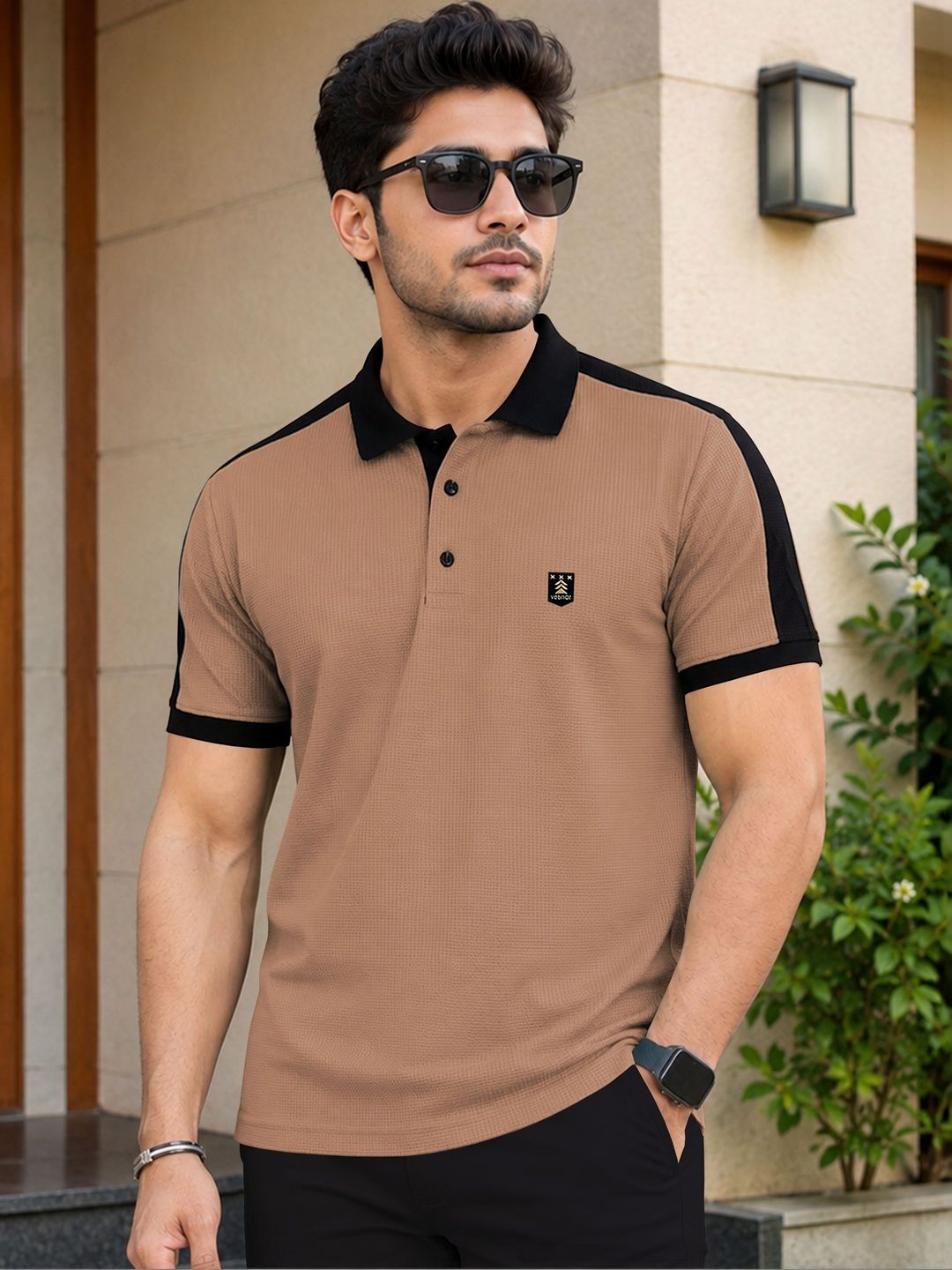 VeBNoR Self Design Colourblocked Polo Collar T-Shirt-picture-18