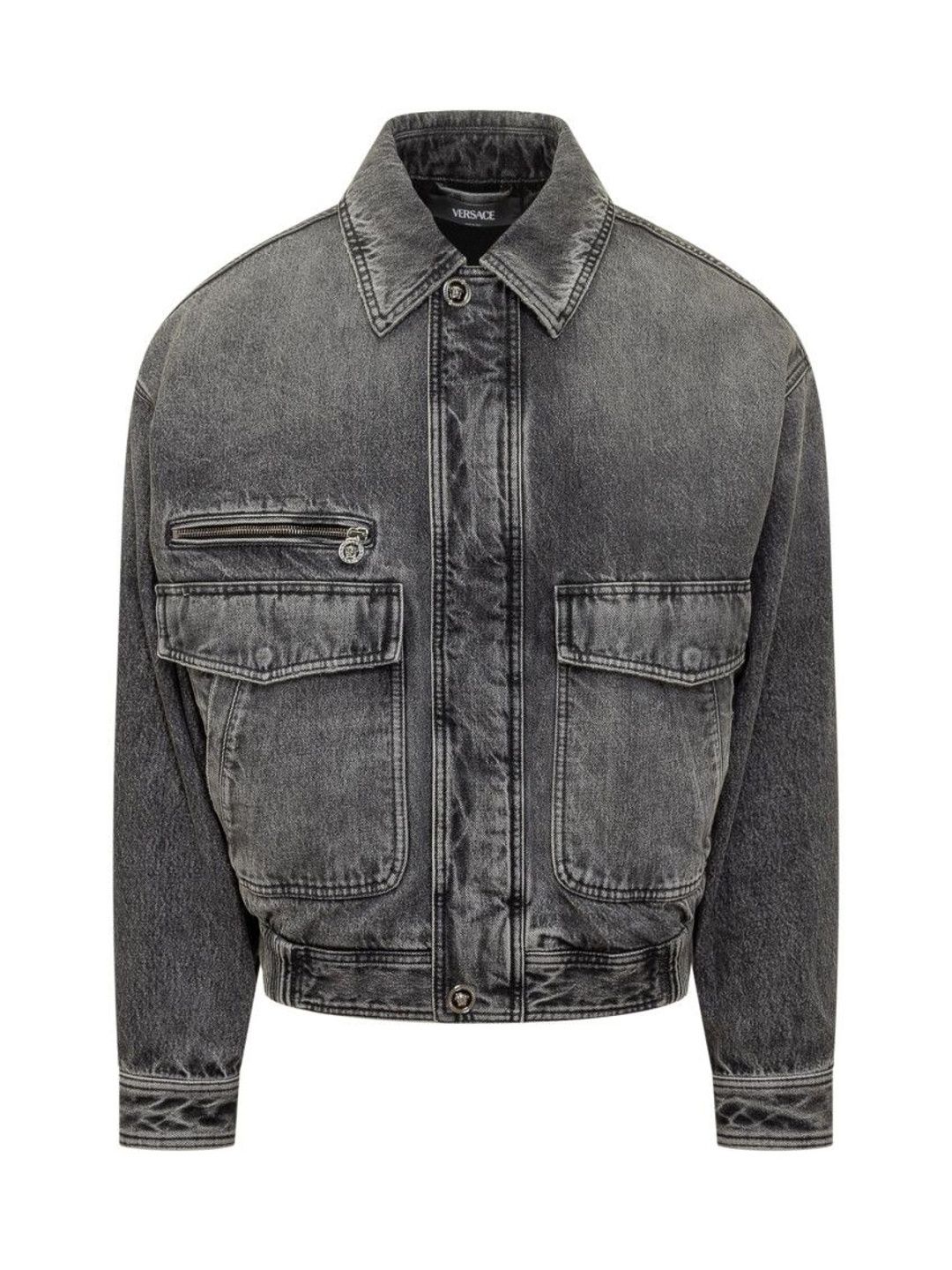 versace Black Solid Shirt Collar Jacket-picture-21