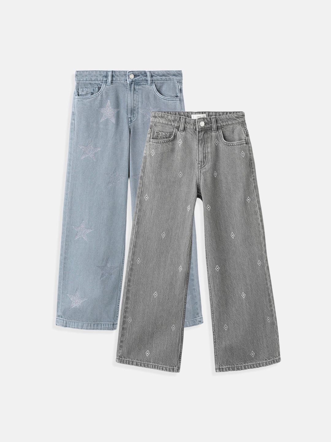 Mango Kids Girls Pack of 2 Embellished Straight Fit Jeans-picture-9