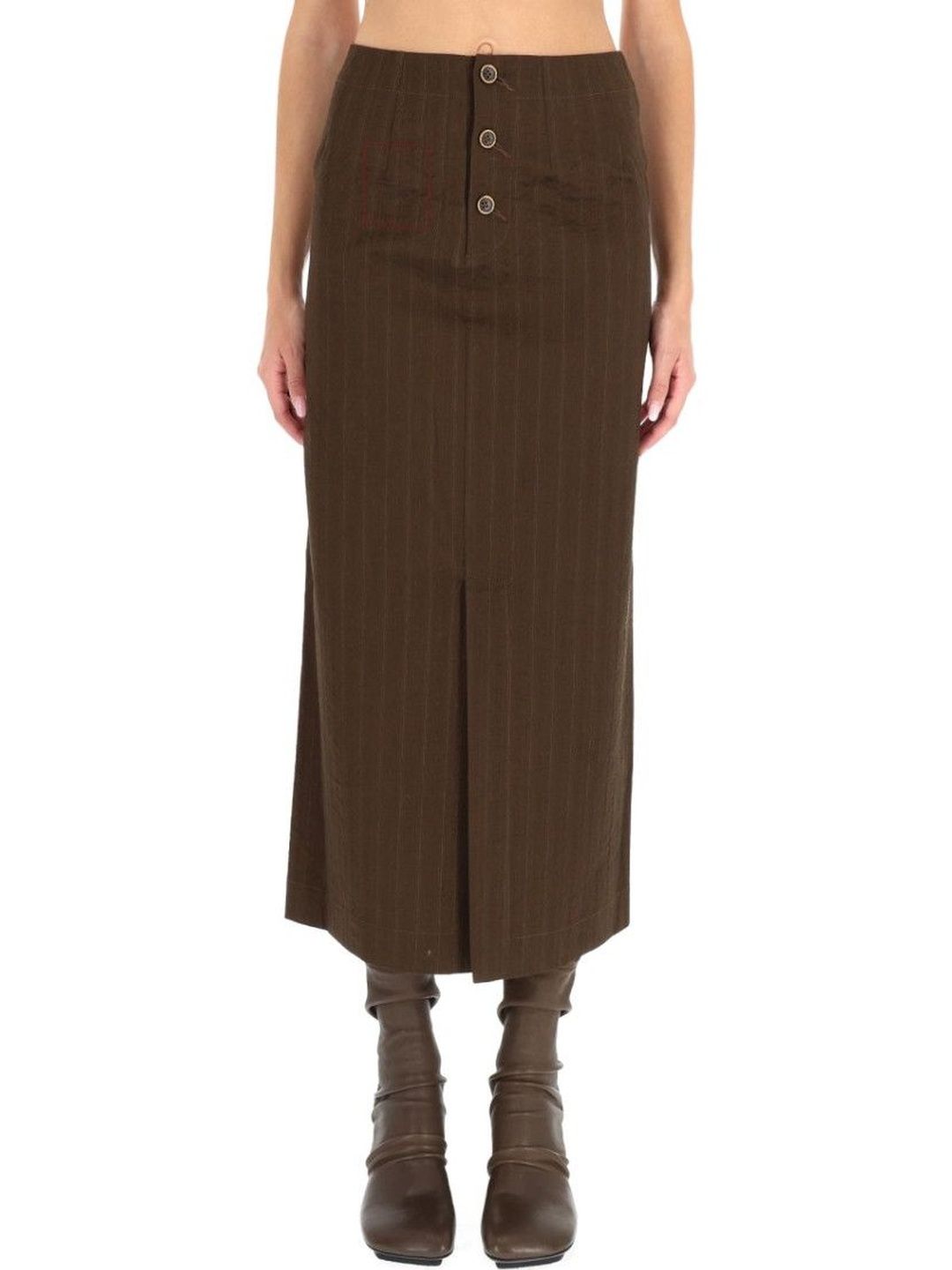 Uma Wang Brown Stripes Midi Skirt-picture-52