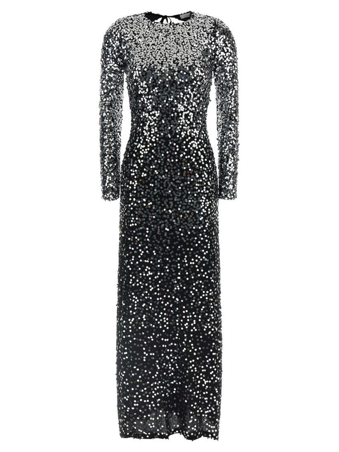 Rabanne Black Round Neck Sequin Long Dress-image-37