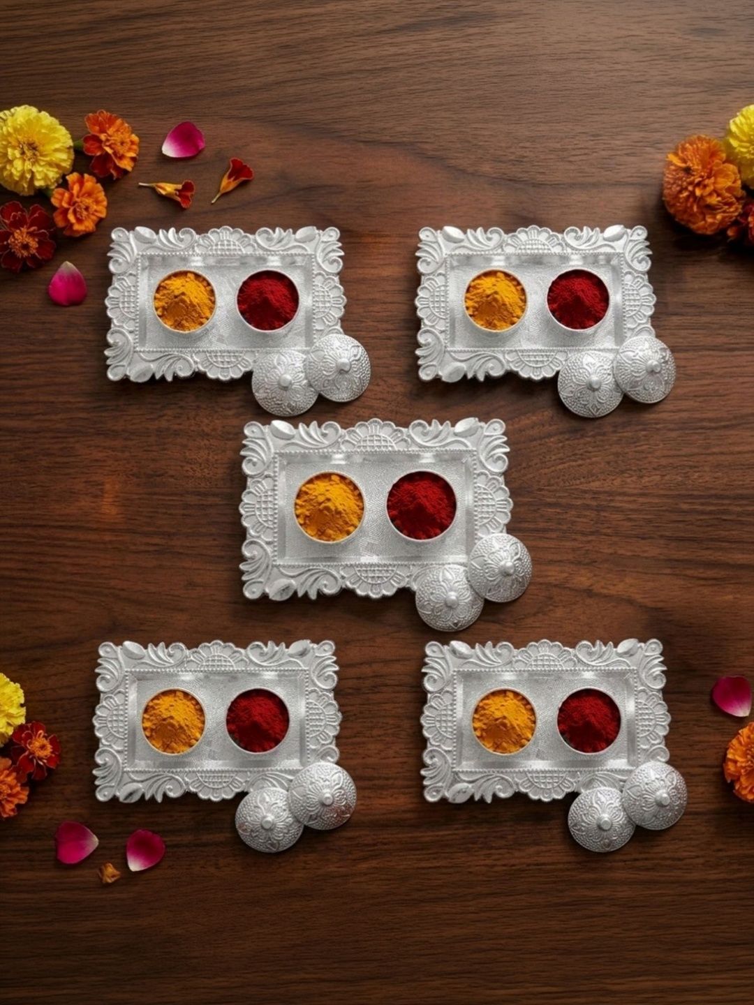 Ekhasa 5-Pcs Haldi Kumkum Holder Gift Set-picture-16