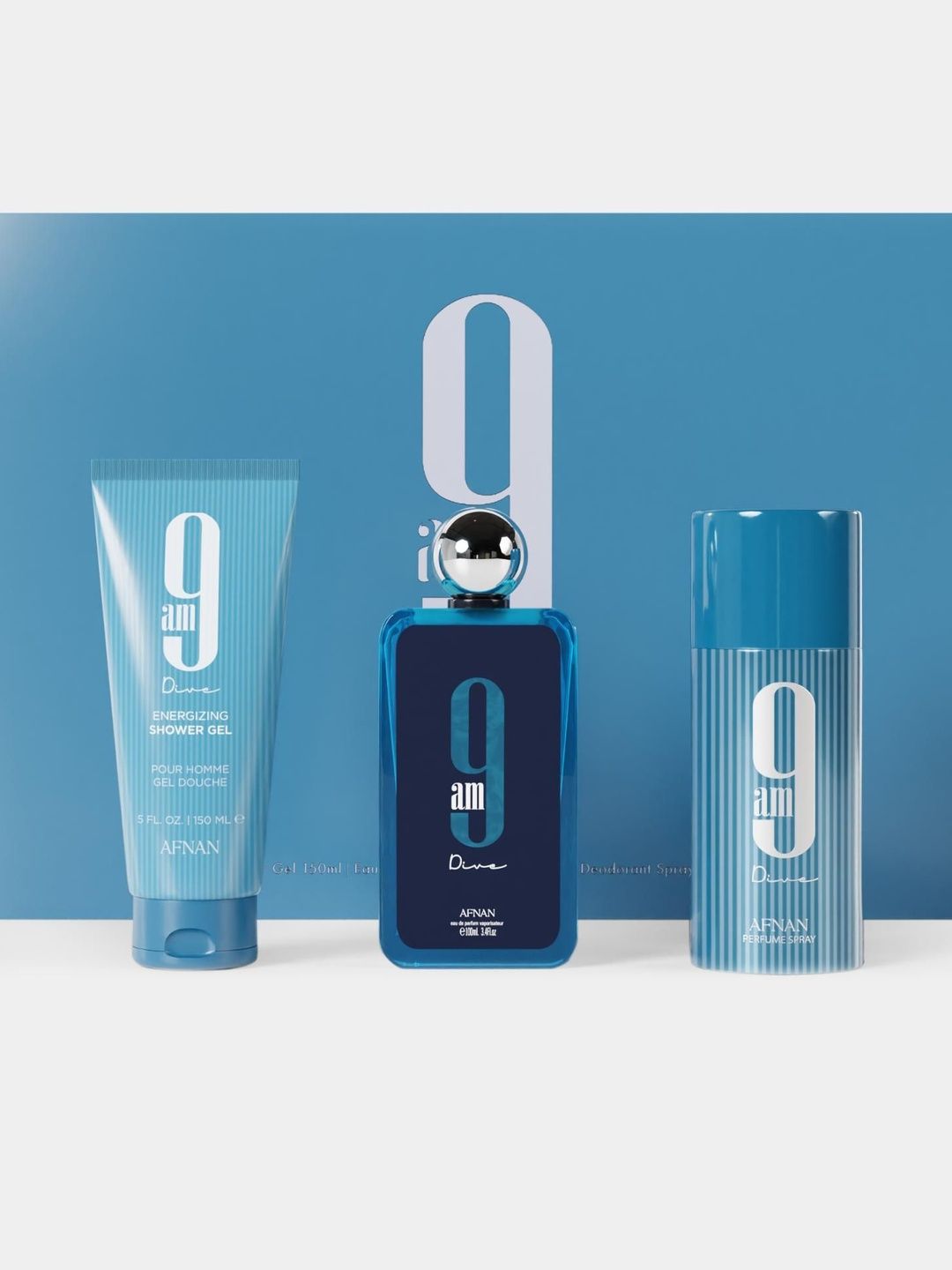 Afnan Men Set Of 3 9am Dive Shower Gel & Deodorant 150 ml Each & EDP - 100 ml-image-35