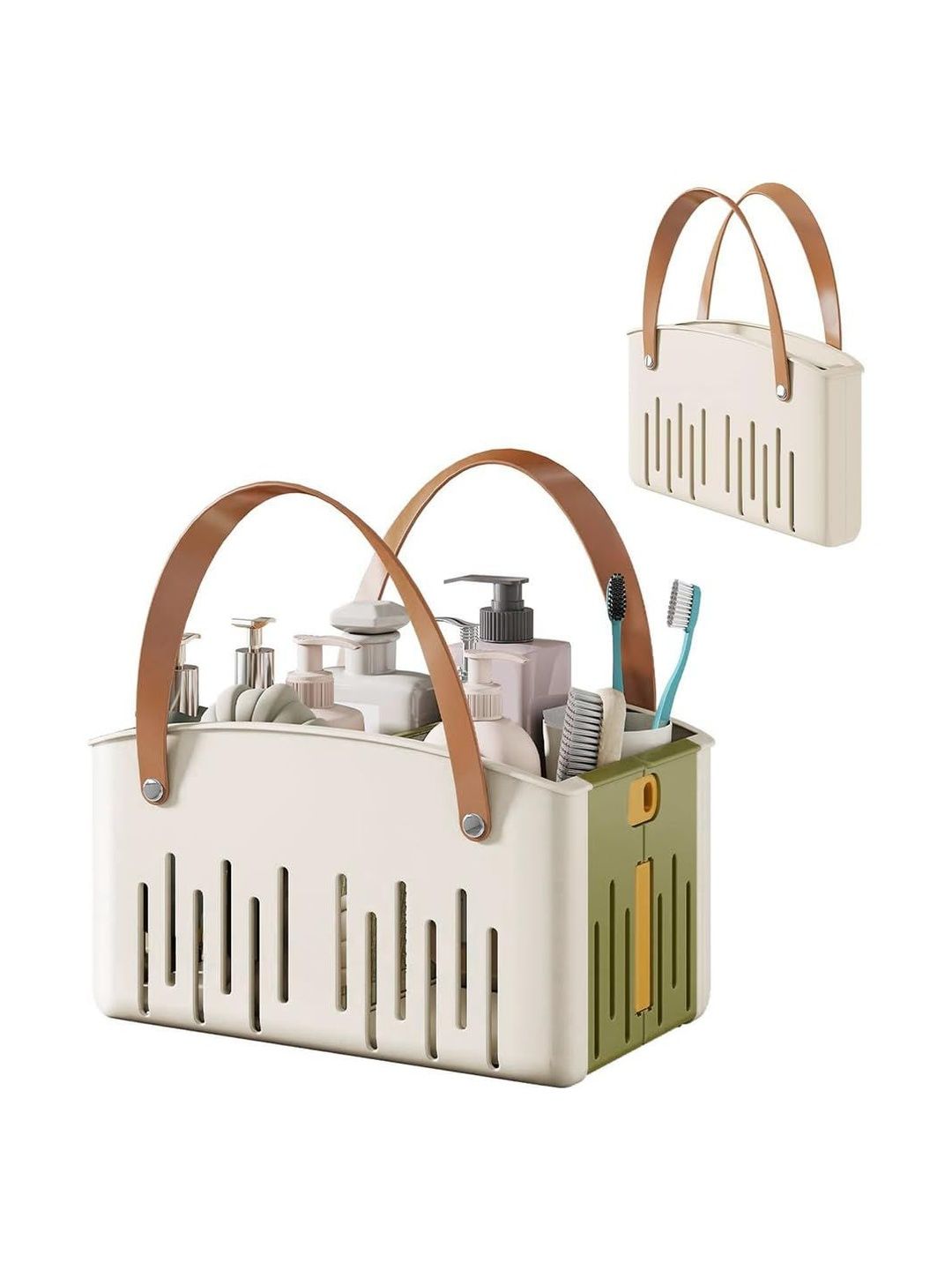 MAYCREATE Green Solid Plastic Bathroom Caddy-image-11