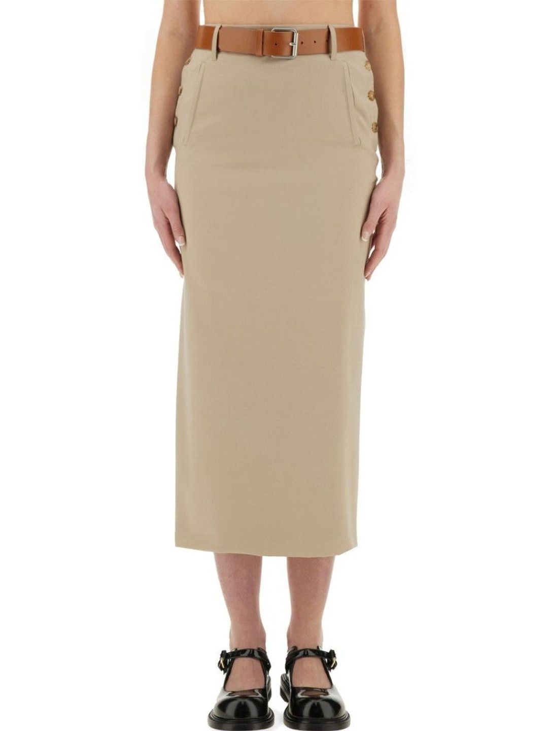 MOSCHINO Beige Solid Midi Skirt-picture-43
