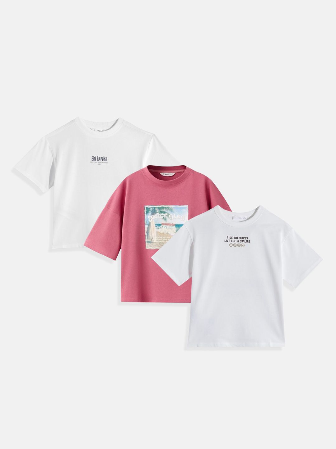 Mango Kids Boys Pack of 3 Printed Drop-Shoulder Sleeves Pure Cotton T-shirt-picture-33