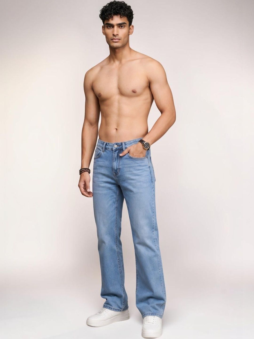 HAUWER Men Jean Straight Fit Mid-Rise Light Fade Stretchable Jeans-picture-32
