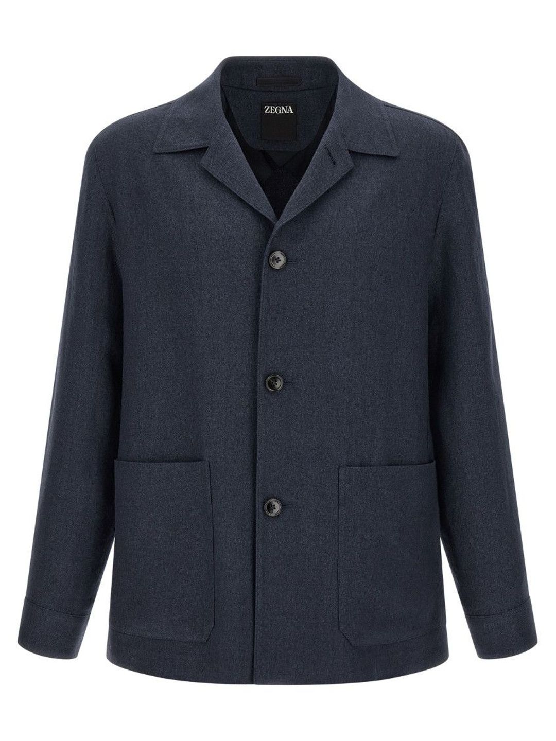 zegna Dark Blue Solid Jackets-picture-34