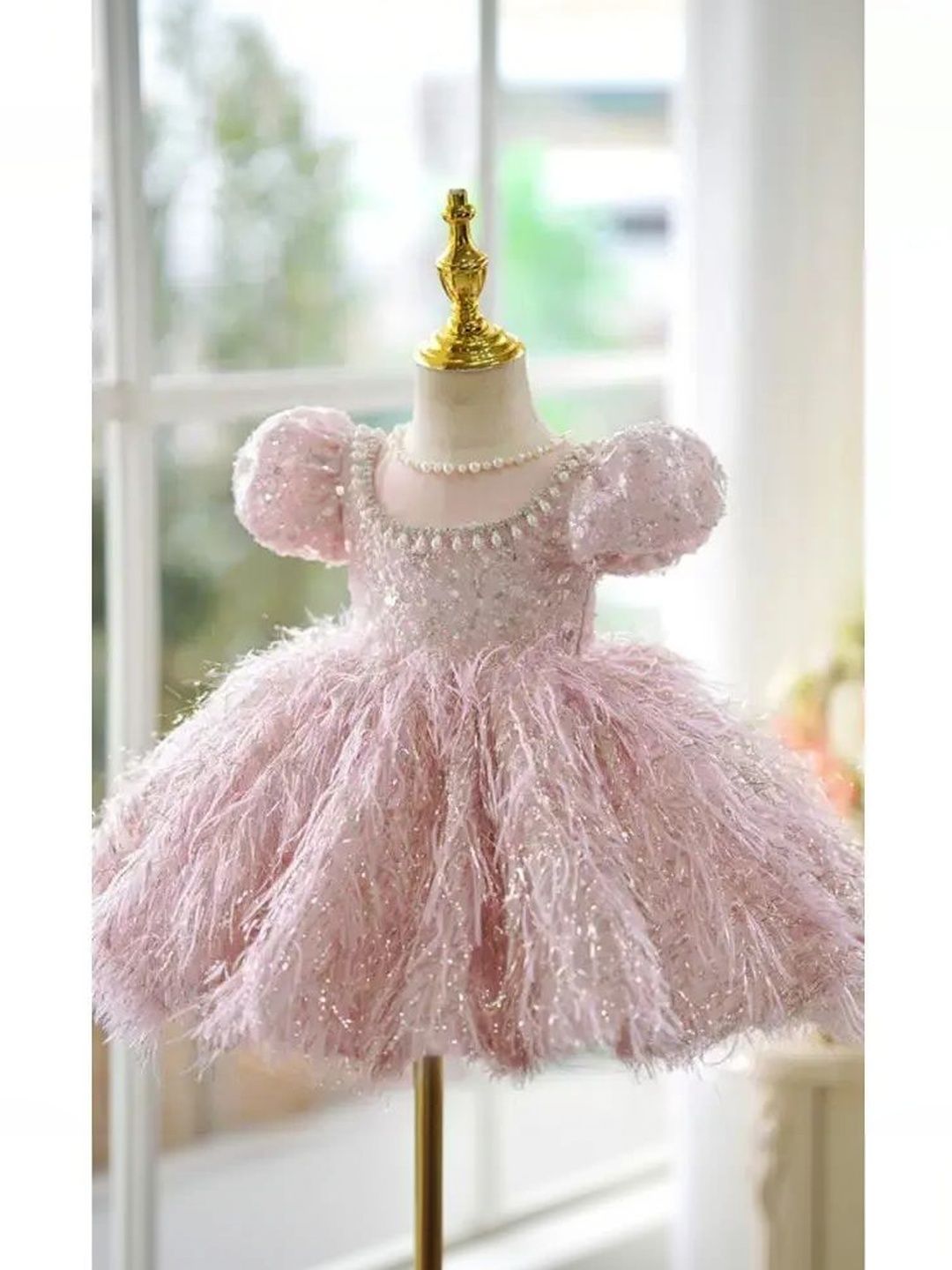 TrendyKid Embellished Puff Sleeve Ruffled Net A-Line Mini Dress-picture-19