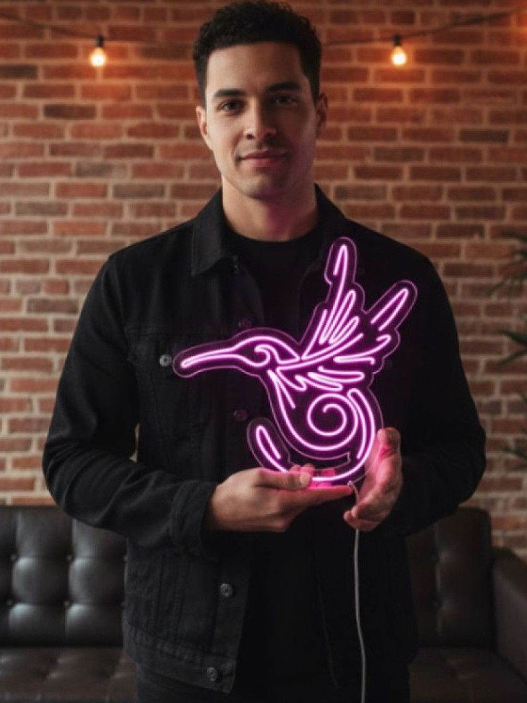Custom Neon Hummingbird Design String Lights-image-19
