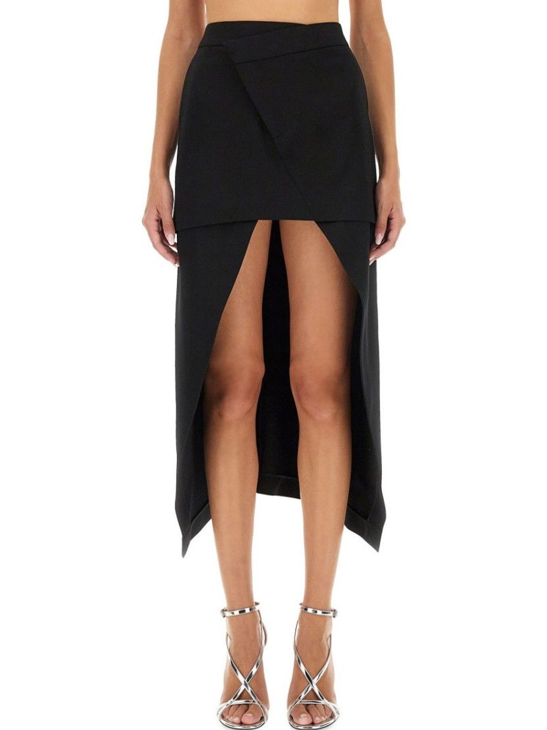 Alexander McQueen Black Solid Midi Skirt-picture-33