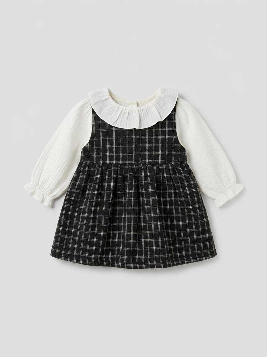 milknmini Checked Peter Pan Collar Ruffled A-Line Dress-picture-43