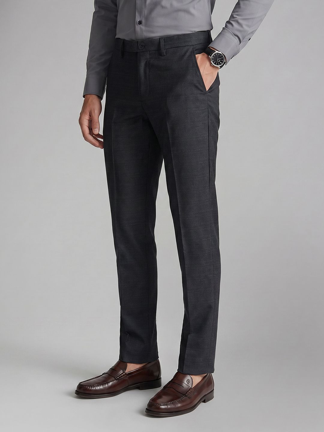 Allen Solly Men Checked Slim Fit Formal Trousers-picture-40