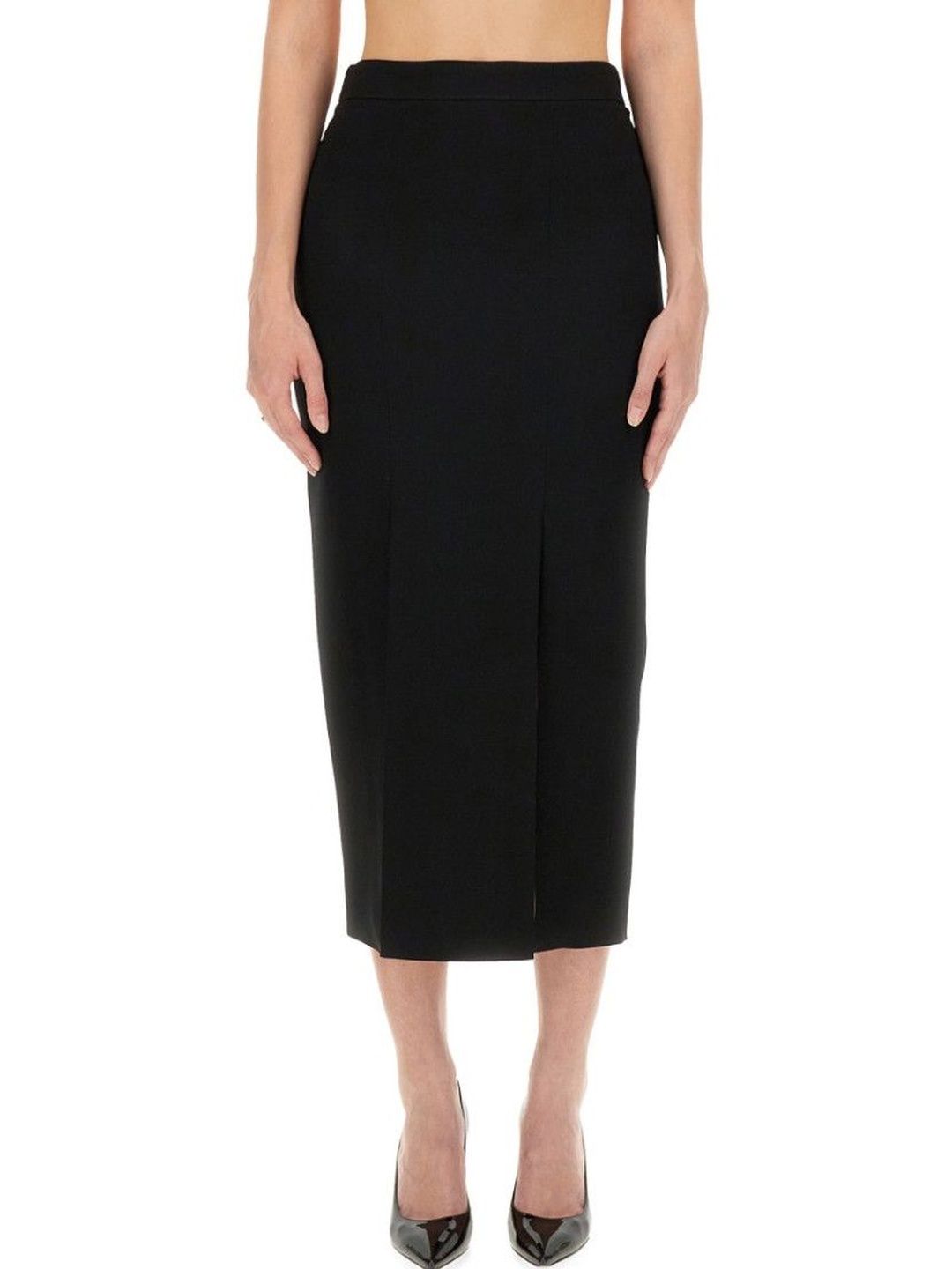 MOSCHINO Black Solid Midi Skirt-image-25