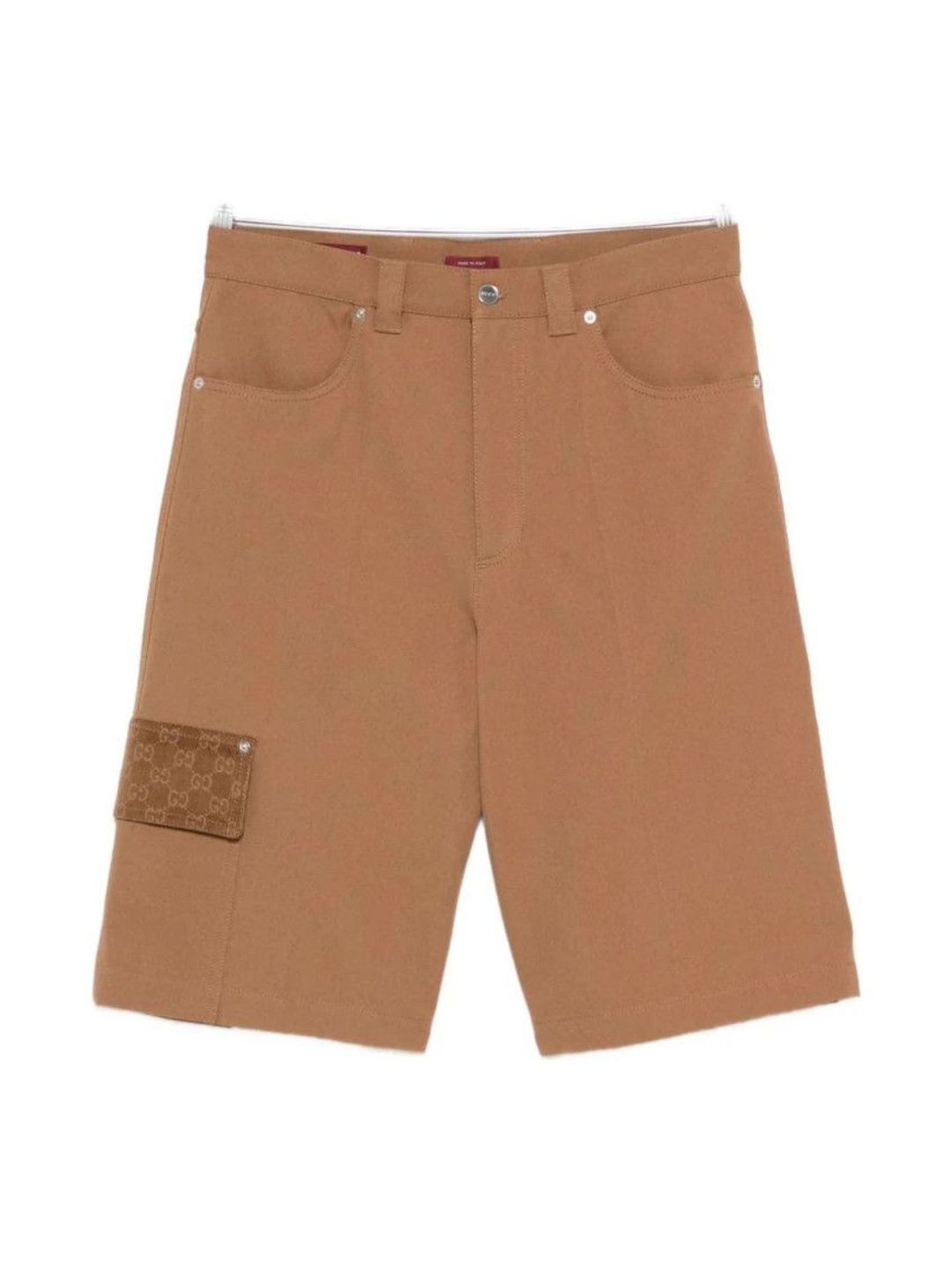 Beige Cotton Logo Shorts-image-36
