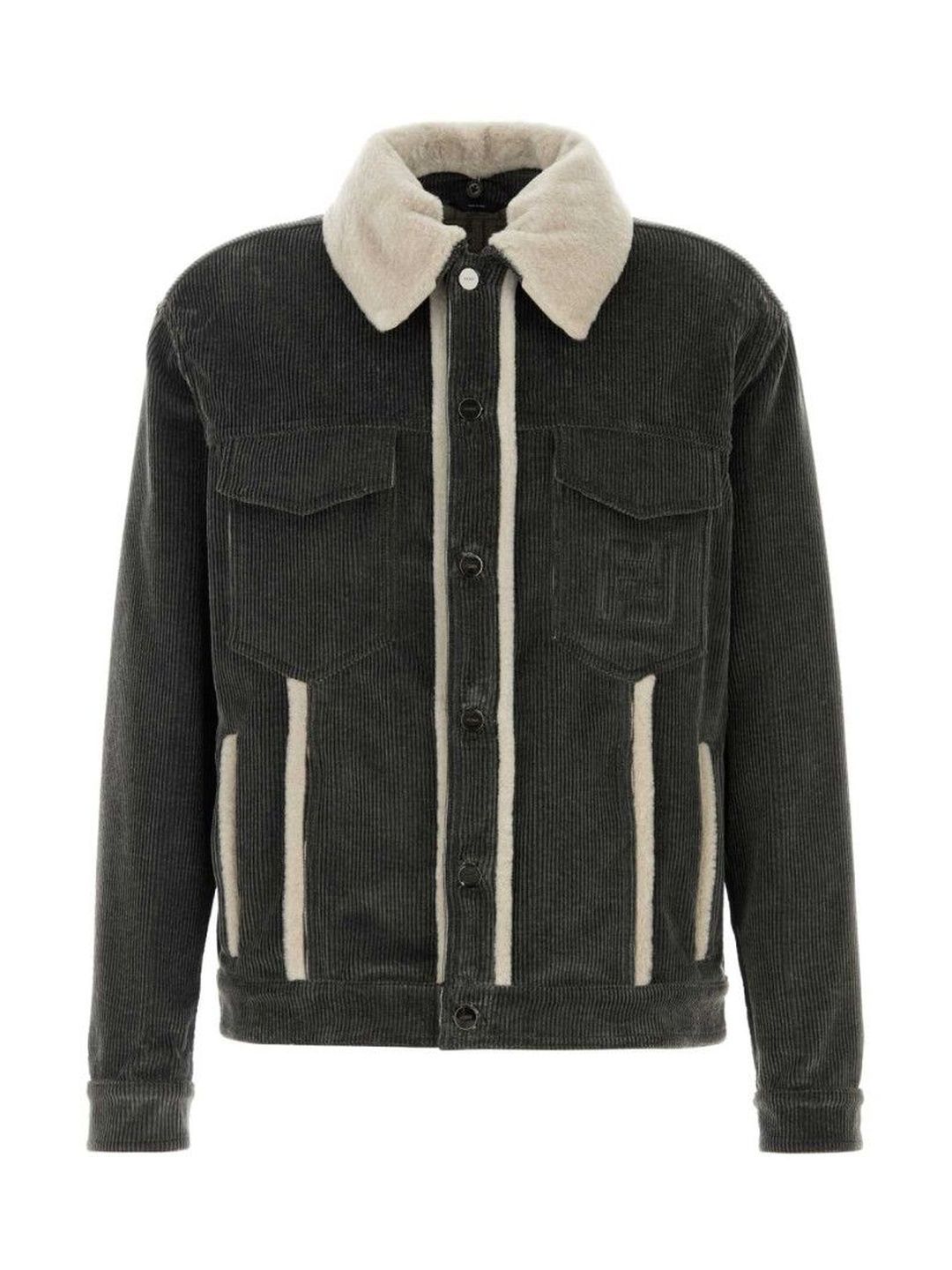 fendi Dark Grey Textured Jacket-picture-13