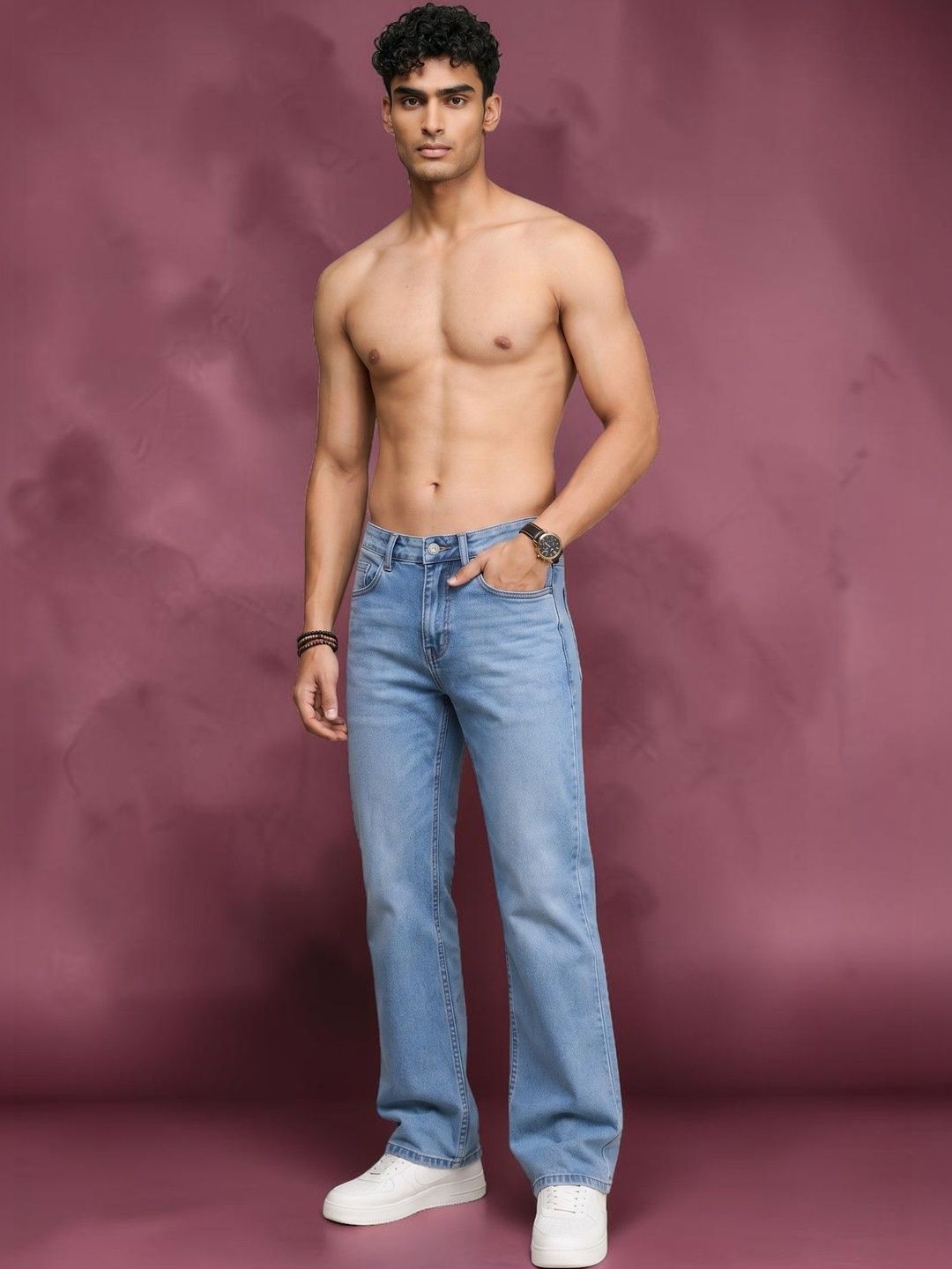 HAUWER Men Jean Straight Fit Mid-Rise Light Fade Stretchable Jeans-picture-30