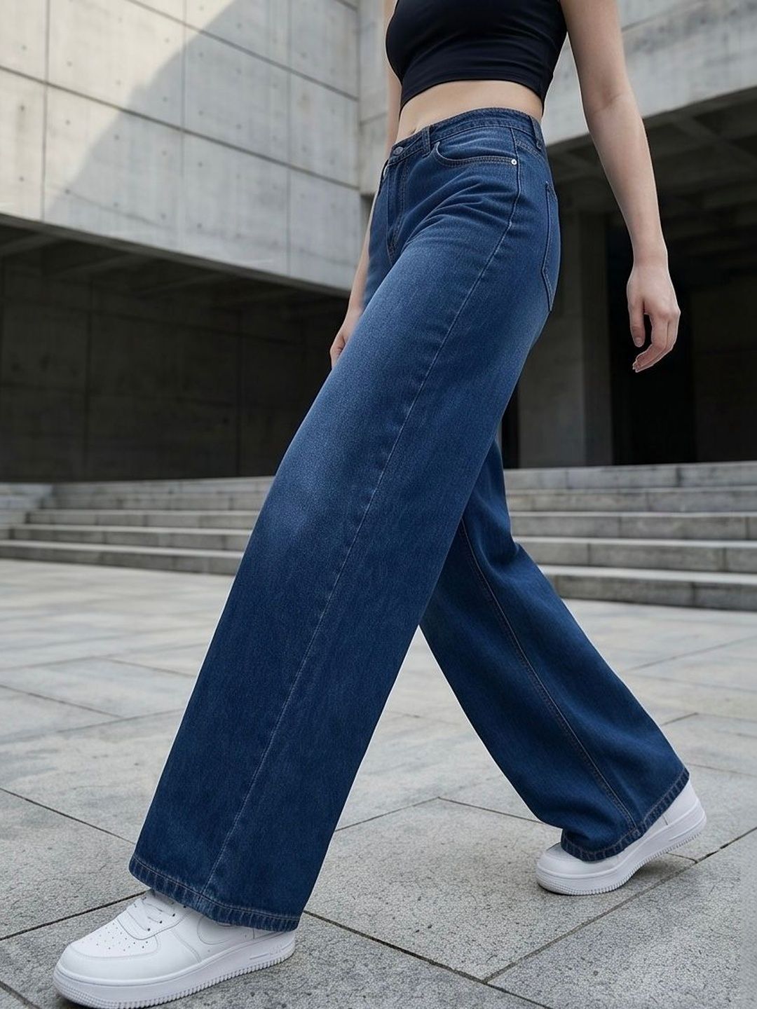 MERCEL Women Wide Leg High-Rise Light Fade Stretchable Jeans-picture-18