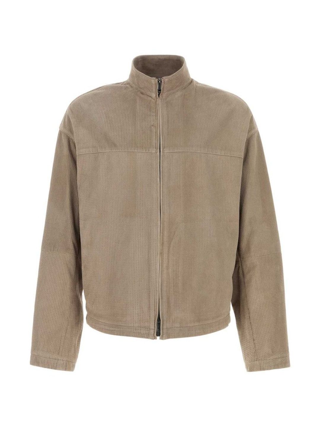 Emporio Armani Taupe Textured Band Collar Jacket-picture-47